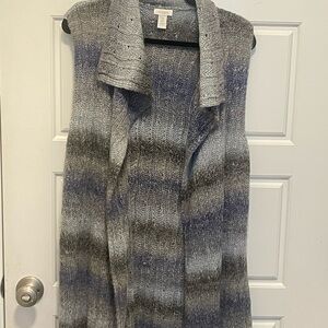 Chico’s  Grey Ombre Knit Open-Front Sweater Vest